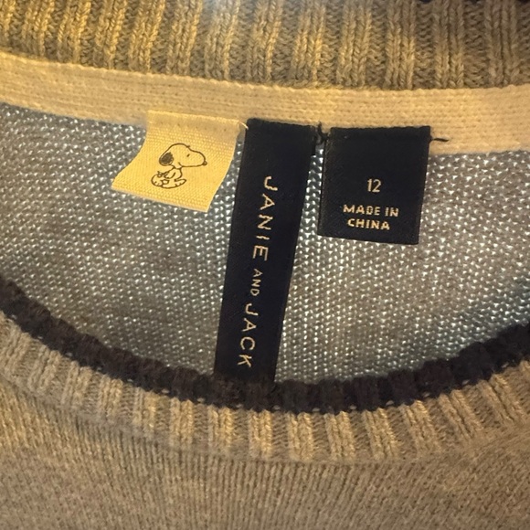 Janie & Jack Gray Snoopy Sweater size 12 - Picture 2 of 5